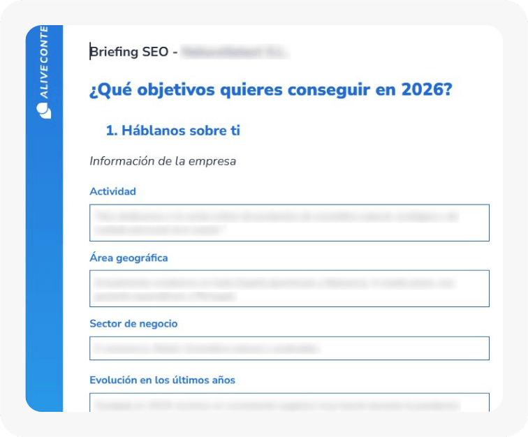 Briefing SEO de Alive Content
