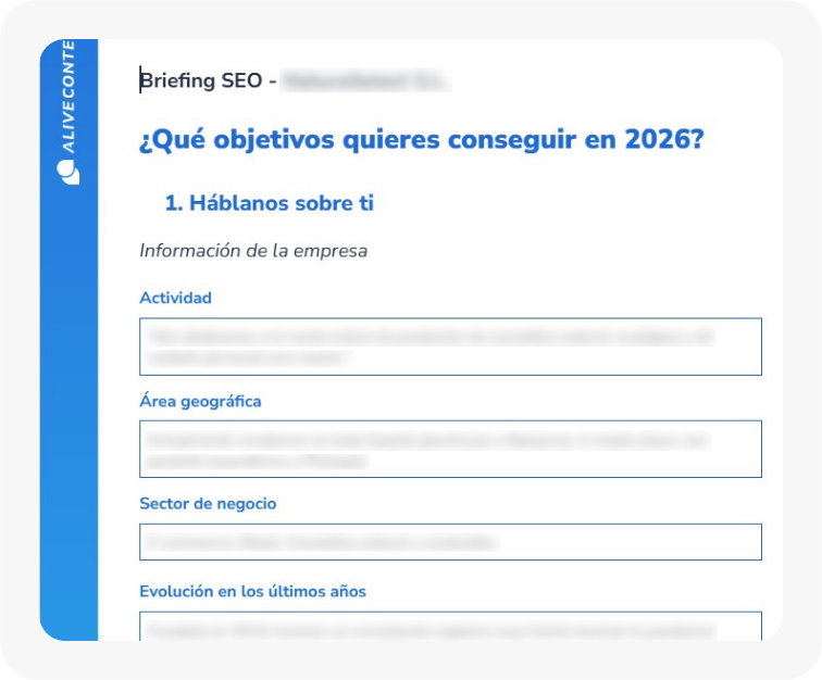 Briefing SEO de Alive Content